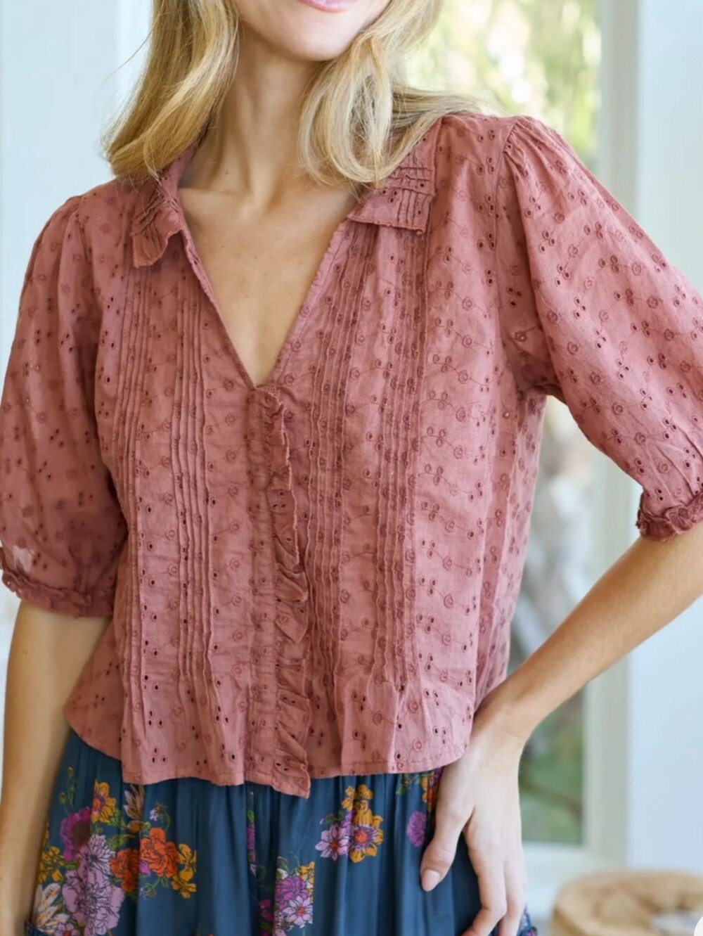Natural Life Annie Cotton Eyelet Top XL